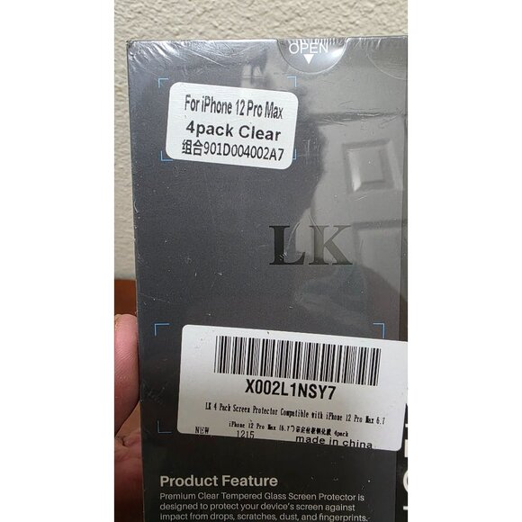 NWT LK Premium Tempered Glass Screen Protector For iPhone 12 Pro Max 4-Pack Clea - Picture 3 of 6